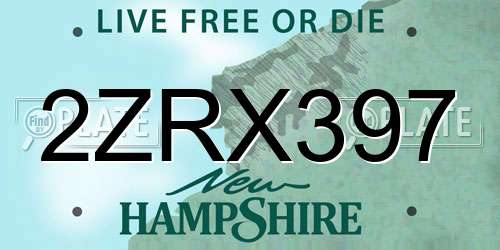 2ZRX397 New Hampshire License Plate