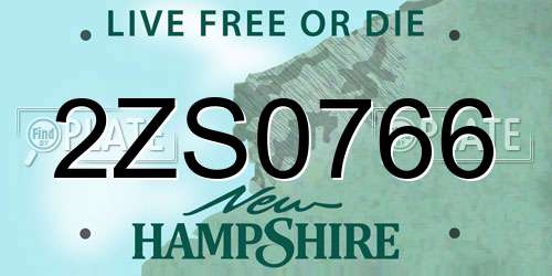 2ZS0766 New Hampshire License Plate