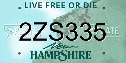 2ZS335 New Hampshire License Plate