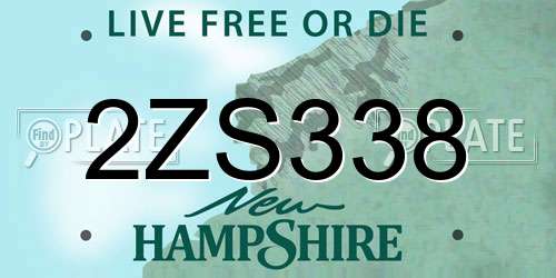 2ZS338 New Hampshire License Plate