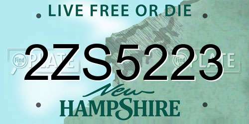 2ZS5223 New Hampshire License Plate