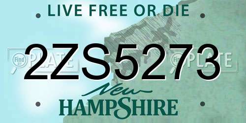 2ZS5273 New Hampshire License Plate