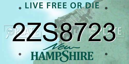 2ZS8723 New Hampshire License Plate