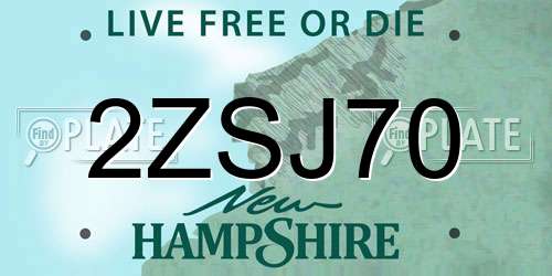 2ZSJ70 New Hampshire License Plate