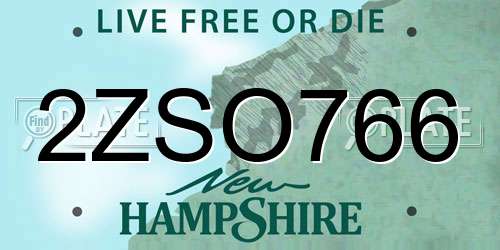 2ZSO766 New Hampshire License Plate