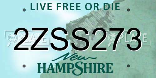 2ZSS273 New Hampshire License Plate