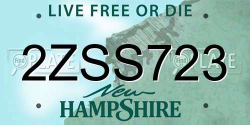 2ZSS723 New Hampshire License Plate