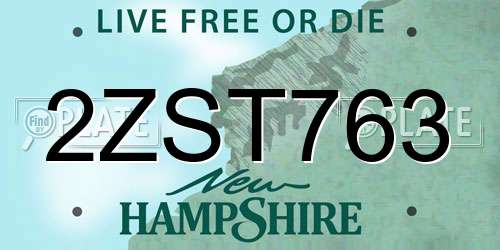 2ZST763 New Hampshire License Plate