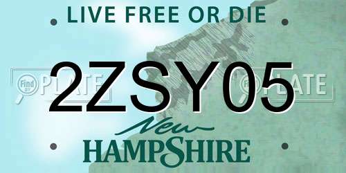 2ZSY05 New Hampshire License Plate