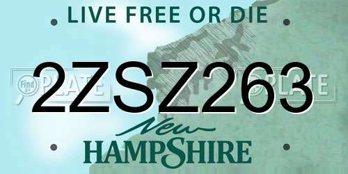 2ZSZ263 New Hampshire License Plate
