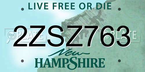 2ZSZ763 New Hampshire License Plate