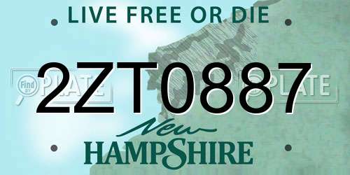 2ZT0887 New Hampshire License Plate