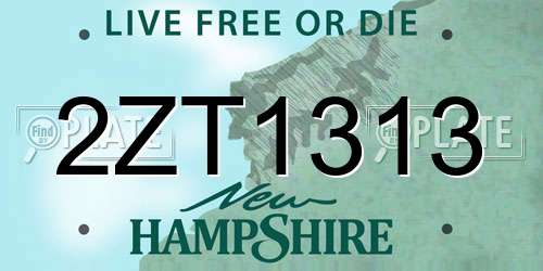 2ZT1313 New Hampshire License Plate