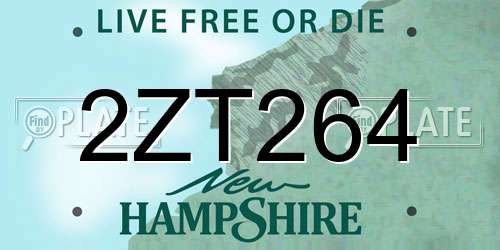 2ZT264 New Hampshire License Plate