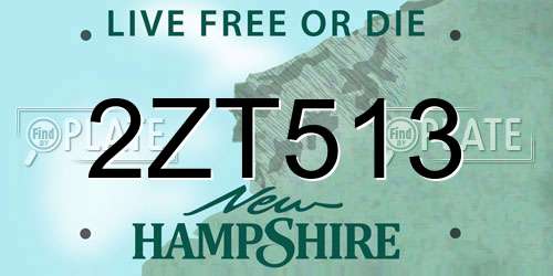 2ZT513 New Hampshire License Plate