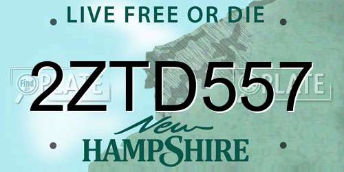 2ZTD557 New Hampshire License Plate