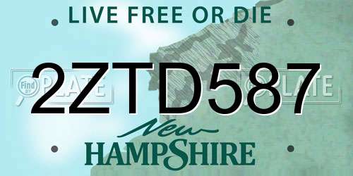 2ZTD587 New Hampshire License Plate