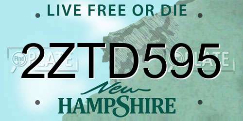 2ZTD595 New Hampshire License Plate