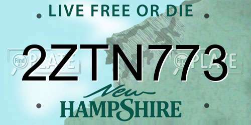 2ZTN773 New Hampshire License Plate