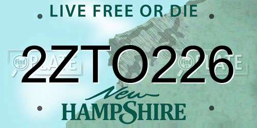 2ZTO226 New Hampshire License Plate