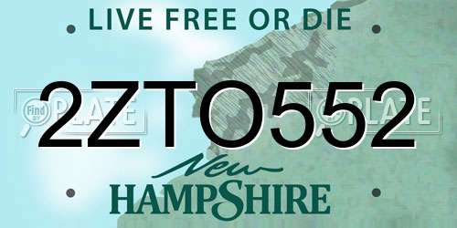 2ZTO552 New Hampshire License Plate