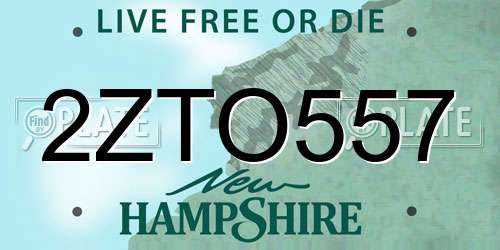 2ZTO557 New Hampshire License Plate