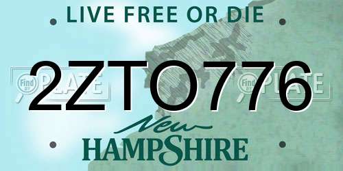 2ZTO776 New Hampshire License Plate