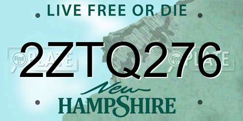 2ZTQ276 New Hampshire License Plate