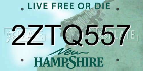 2ZTQ557 New Hampshire License Plate