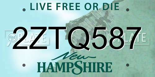 2ZTQ587 New Hampshire License Plate