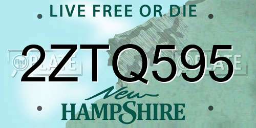 2ZTQ595 New Hampshire License Plate