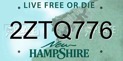 2ZTQ776 New Hampshire License Plate
