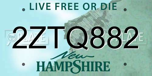2ZTQ882 New Hampshire License Plate