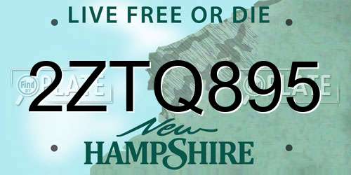 2ZTQ895 New Hampshire License Plate