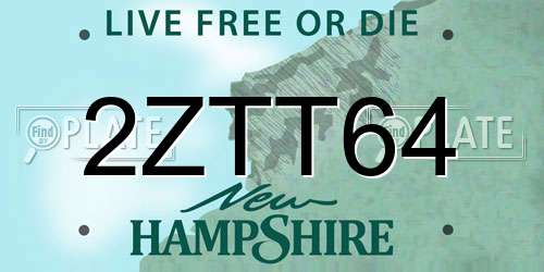 2ZTT64 New Hampshire License Plate