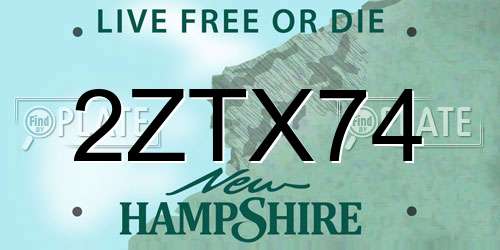 2ZTX74 New Hampshire License Plate