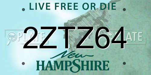 2ZTZ64 New Hampshire License Plate