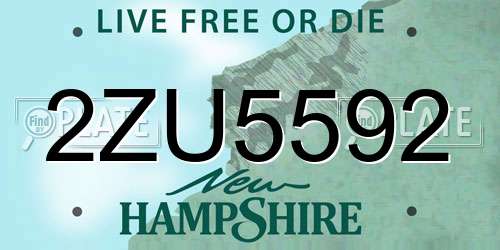 2ZU5592 New Hampshire License Plate