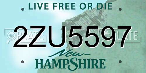 2ZU5597 New Hampshire License Plate