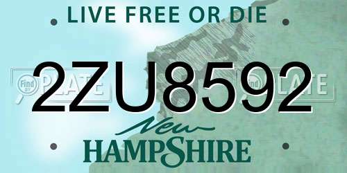 2ZU8592 New Hampshire License Plate