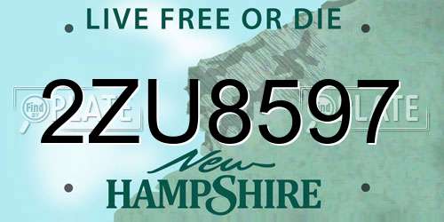 2ZU8597 New Hampshire License Plate