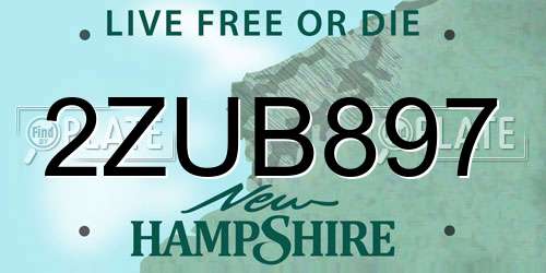 2ZUB897 New Hampshire License Plate