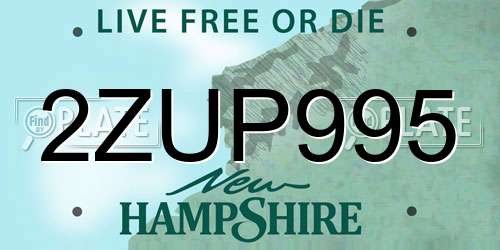 2ZUP995 New Hampshire License Plate