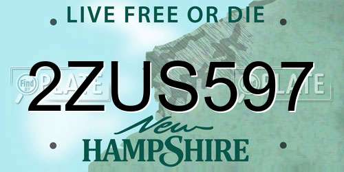 2ZUS597 New Hampshire License Plate
