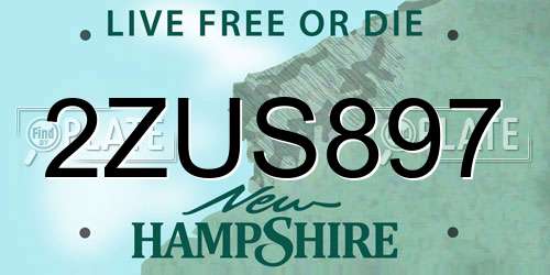 2ZUS897 New Hampshire License Plate