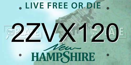 2ZVX120 New Hampshire License Plate