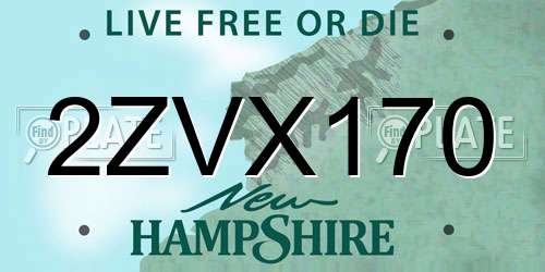 2ZVX170 New Hampshire License Plate
