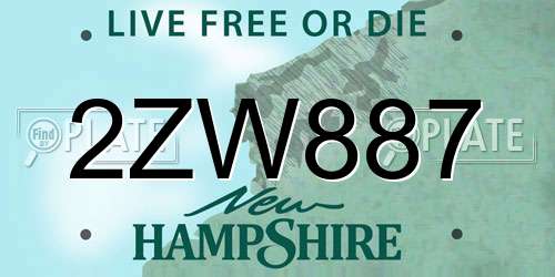 2ZW887 New Hampshire License Plate