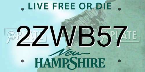 2ZWB57 New Hampshire License Plate