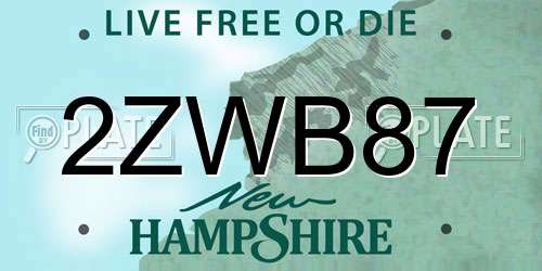 2ZWB87 New Hampshire License Plate